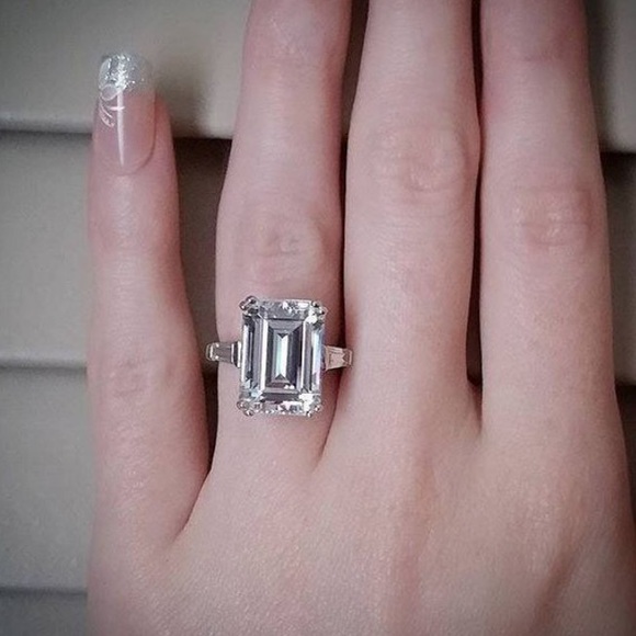 Jewelry - STERLING SILVER EMERALD CUT ENGAGEMENT RING
